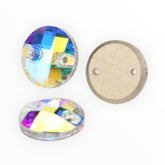 10mm Circular Mesh Crystal AB Glass Sewing Stones (Sold in Pairs)